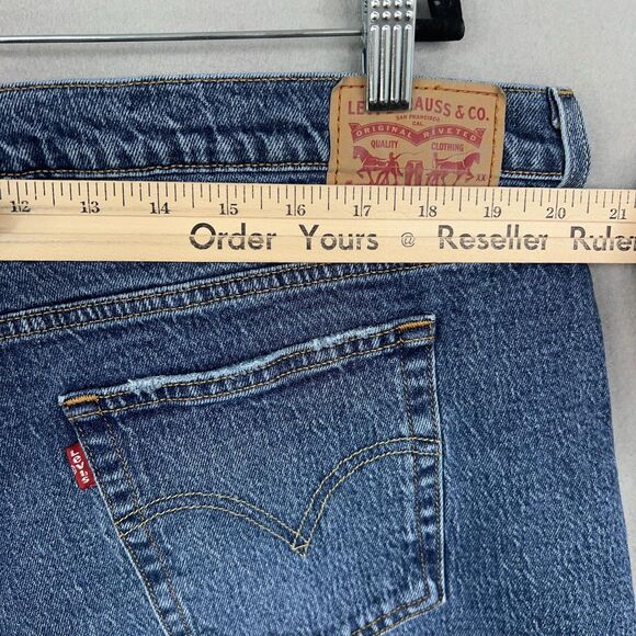 Levis Shorts Womens 20W Blue Denim Cutoff 501 High Rise Button Fly Cowgirl 90s - Picture 11 of 14